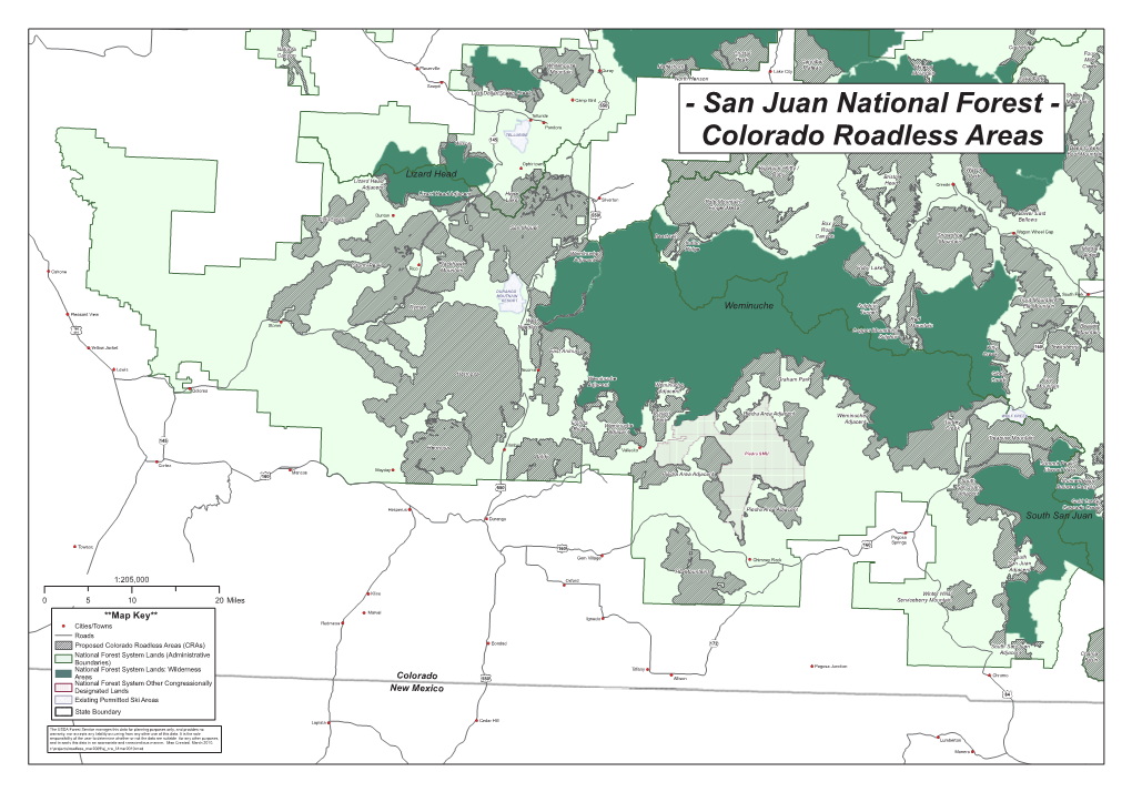 Weminuche La Garita South San Juan Lizard Head Colorado New Mexico **Map Key**