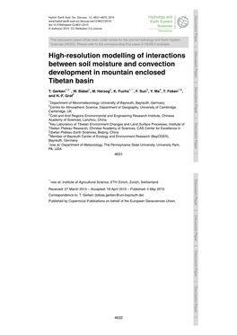 High-Resolution Modelling of Interactions Between Soil Moisture and Convection Development in Mountain Enclosed Tibetan Basin T