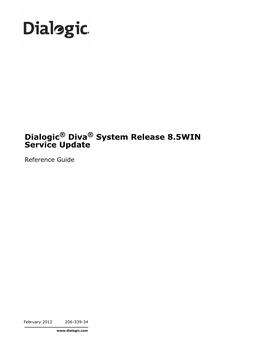 Dialogic Diva System Release 8.5WIN Reference Guide