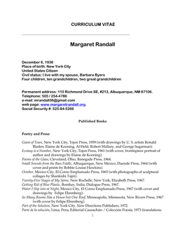 Margaret Randall Cv-1-2.Pdf