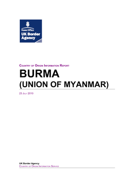 Country of Origin Information Report Burma (Union of Myanmar)