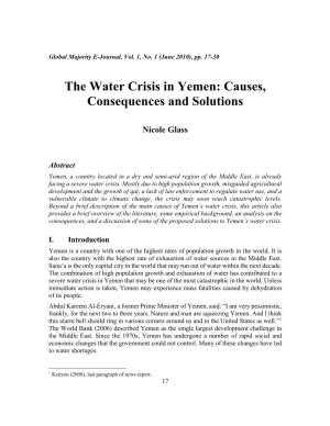 The Water Crisis in Yemen: Causes, Consequences and Solutions