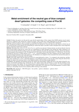 Metal Enrichment of the Neutral Gas of Blue Compact Dwarf Galaxies: the Compelling Case of Pox 36