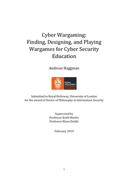 Cyber Wargaming: Finding, Designing, and Playing Wargames for Cyber Security Education