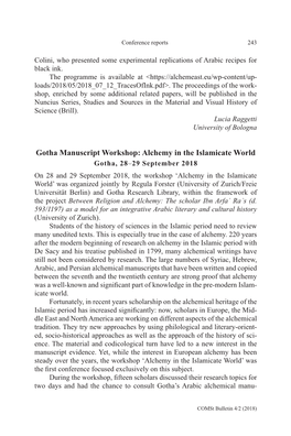 Gotha Manuscript Workshop: Alchemy in the Islamicate World