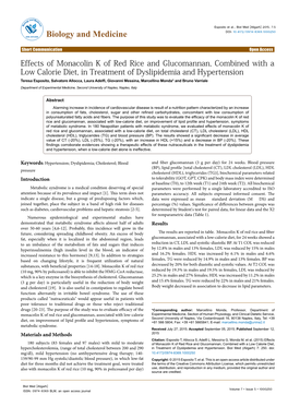 Effects of Monacolin K of Red Rice and Glucomannan, Combined With