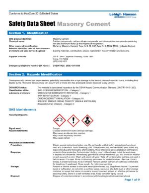Safety Data Sheet Masonry Cement