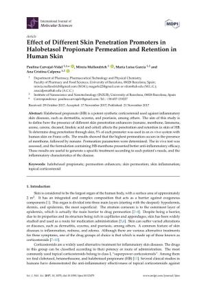 Effect of Different Skin Penetration Promoters in Halobetasol Propionate Permeation and Retention in Human Skin