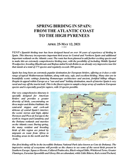 Springbirding in Spain: from the Atlantic Coast to The