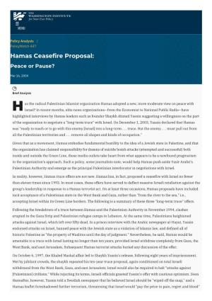 Hamas Ceasefire Proposal: Peace Or Pause? | the Washington Institute