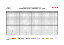 Intelligent Money British Gt Championship 2020 Snetterton Entry List - Provisional Entry List 28.09.20