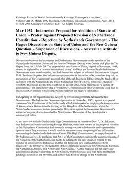 Mar 1952 - Indonesian Proposal for Abolition of Statute of Union