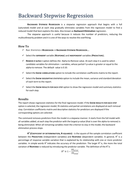 Backward Stepwise Regression