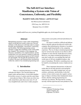 The Self-4.0 User Interface: Manifesting a System-Wide Vision of Concreteness, Uniformity, and Flexibility