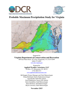 Probable Maximum Precipitation Study for Virginia