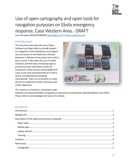 Use of Open Cartography and Open Tools for Navigation Purposes on Ebola Emergency Response