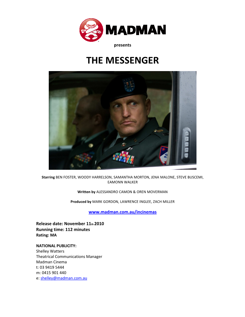 THE MESSENGER Press Kit October 2010