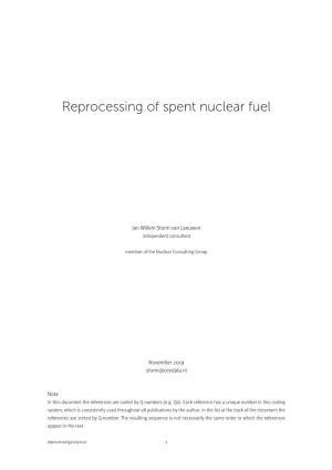Reprocessing of Spent Nuclear Fuel