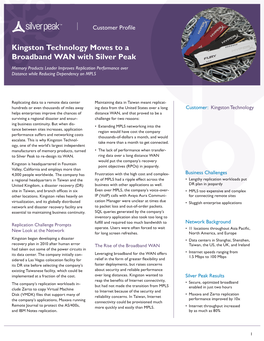 Kingston Technology Moves to a Broadband WAN with Silver Peak