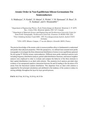 Atomic Order in Non-Equilibrium Silicon-Germanium-Tin Semiconductors