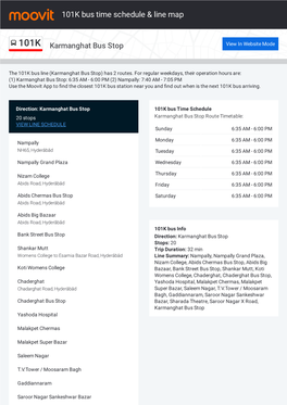 101K Bus Time Schedule & Line Route