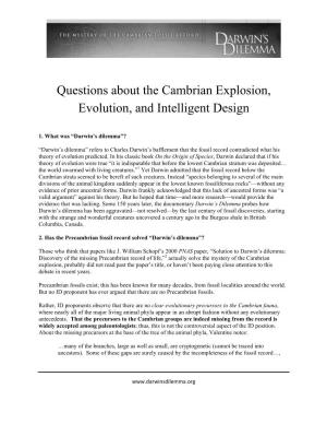 Questions About the Cambrian Explosion, Evolution, and Intelligent Design