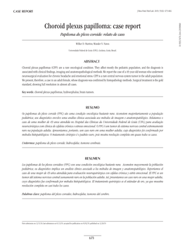 Choroid Plexus Papilloma: Case Report Papiloma Do Plexo Coroide: Relato De Caso