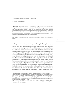 President Trump and the Congress Di Giuseppe Franco Ferrari