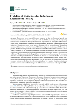 Evolution of Guidelines for Testosterone Replacement Therapy