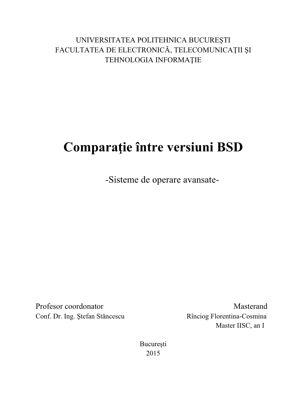 Comparaţie Între Versiuni BSD