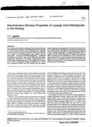 Discriminative Stimulus Properties of Lysergic Acid Diethylamide in the Monkey