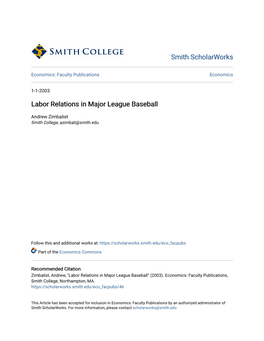 Labor Relations in Major League Baseball