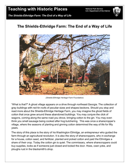 The Shields-Ethridge Farm: the End of a Way of Life