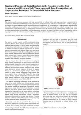 Treatment Planning of Dental Implants in the Anterior Maxilla