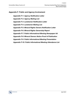 Appendix F: Public and Agency Involvement