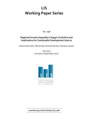 No. 798 Regional Income Inequality in Egypt
