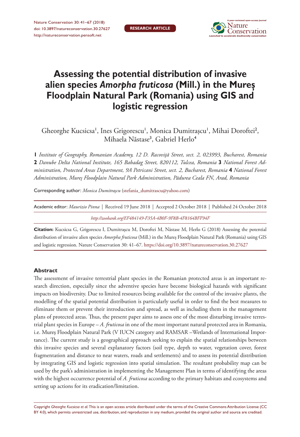 Assessing the Potential Distribution of Invasive Alien Species Amorpha