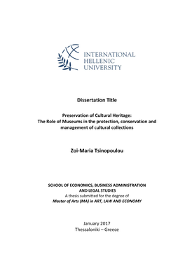 Dissertation Title Zoi-Maria Tsinopoulou