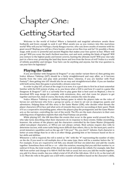 Chapter One: Getting Started