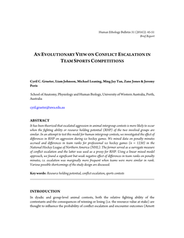 An Evolutionary View on Conflict Escalation in Team Sports Competitions