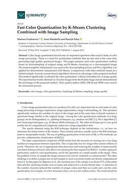 Fast Color Quantization by K-Means Clustering Combined with Image Sampling