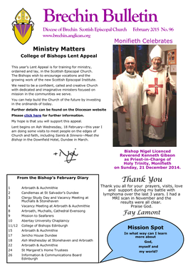 Brechin Bulletin Diocese of Brechin Scottish Episcopal Church February 2015 No