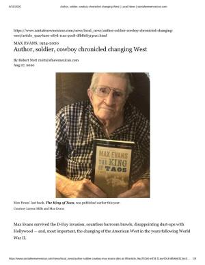 Author, Soldier, Cowboy Chronicled Changing West | Local News | Santafenewmexican.Com