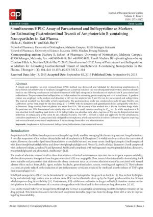 Simultaneous HPLC Assay of Paracetamol and Sulfapyridine As