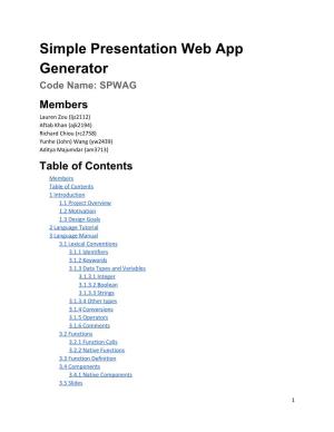 Simple Presentation Web App Generator