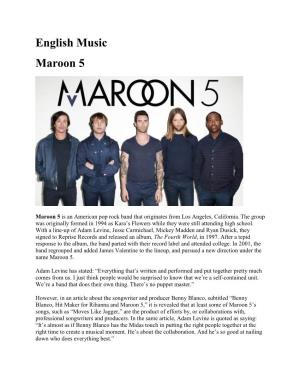 English Music Maroon 5
