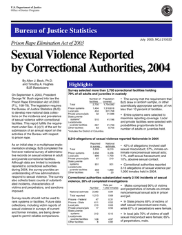 Sexual Violence Reported by Correctional Authorities, 2004