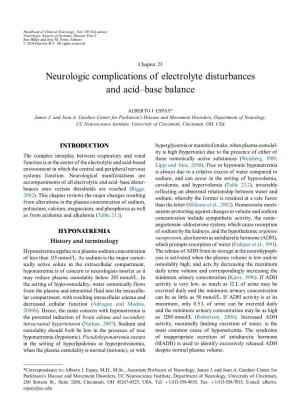 Neurologic Complications of Electrolyte Disturbances and Acid–Base Balance