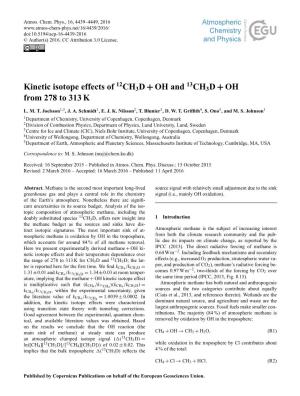 Kinetic Isotope Effects of 12CH3D+OH and 13CH3D+OH from 278 to 313 K