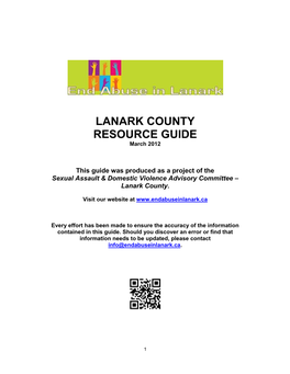 Lanark County Resource Guide (March 2012)